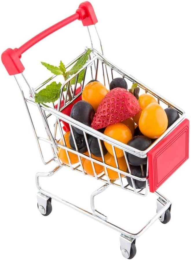 LUOSHI Mini Shopping Cart, Colorful Metal Shopping Cart Toy Mini Shopping Handcart Mode Tiny Ulitily Trolley Toy for Kids Desk Storage (raindom Color) - Image 1